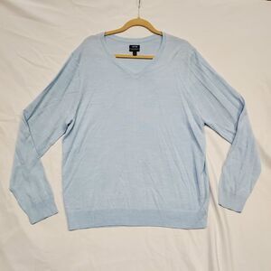 Apt. 9 Merino Blend Sweater Men's  XXL Pullover V-Neck Blue Preppy Office